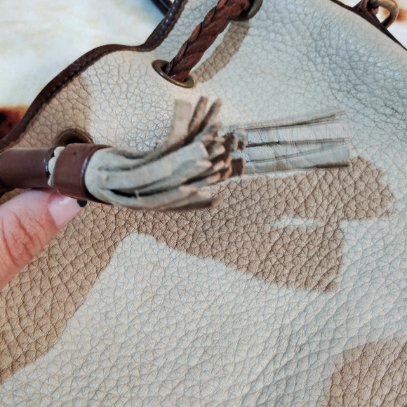 Vtg 70s/80s Genuine Leather Dooney&Burke Cottagecore Cinch Bucket Shoulder Bag - Picture 4 of 15